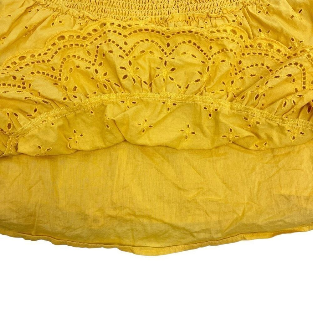 American Eagle Outfitters Womens Eyelet Smocked Waist Mini Skirt Yellow Sz Small - Picture 3 of 14